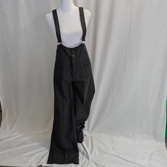 Free People Pants - Free People Size 2 Pinstriped Suspender/Overall Pants Black(ish)